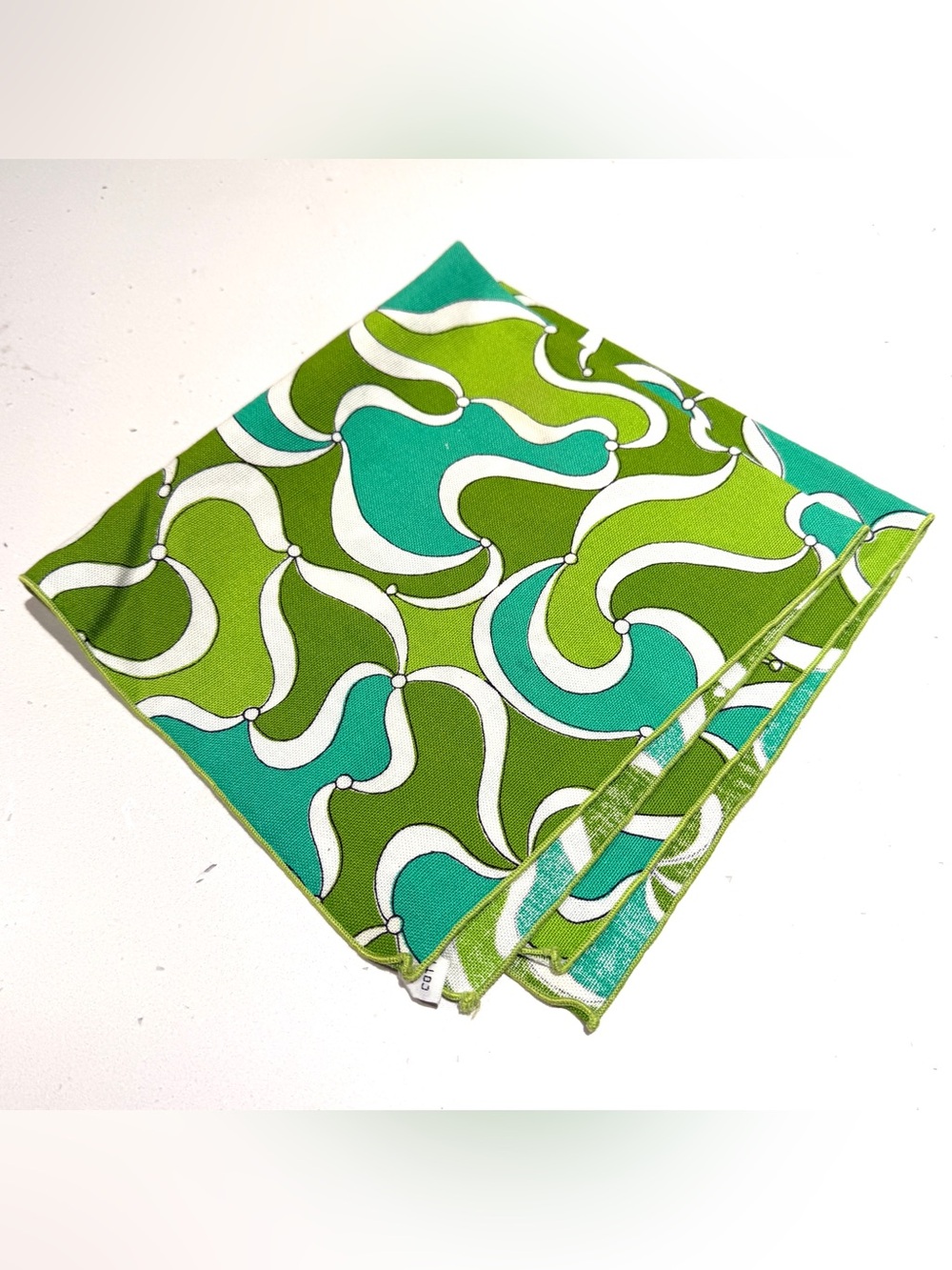 Vintage VERA Napkin (1) - Psychedelic Green Swirl